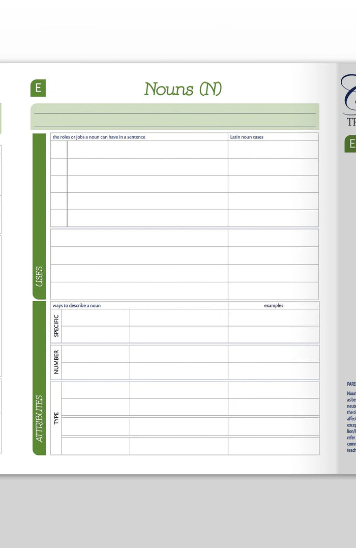 Trivium Tables® Nouns and Modifiers