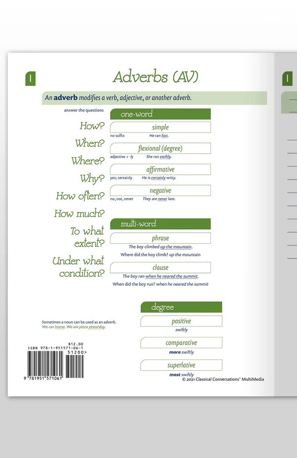 Trivium Tables® Verbs and Modifiers