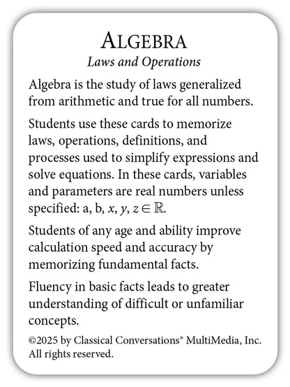 Algebra: Laws and Limits Flashcards