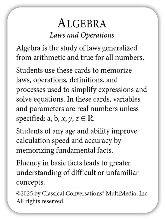 Algebra: Laws and Limits Flashcards