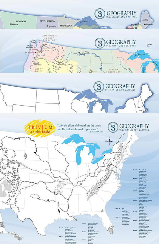 TRIVIUM AT THE TABLE PLACEMATS: CYCLE 3 GEOGRAPHY (1 SET OF 2)