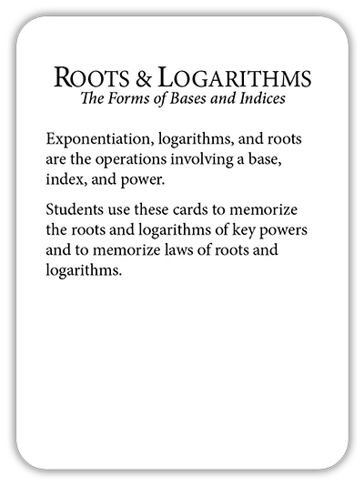 Math Flashcards Roots & Logarithms: Bases and Indices